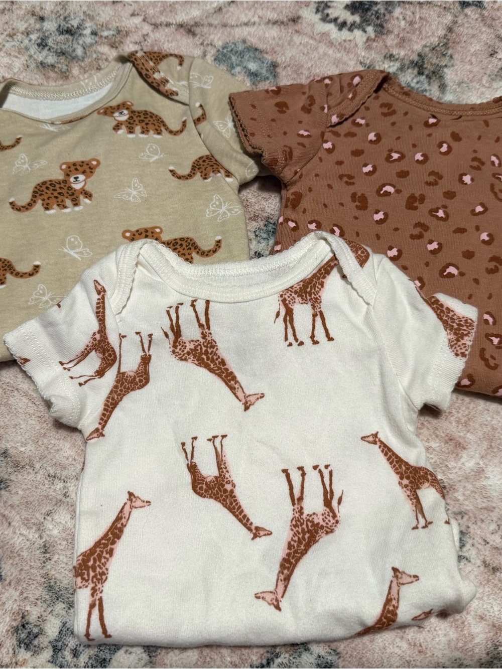 Carter's Cream and Brown Baby Onesie with Giraffe Print